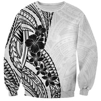 Black White Polynesia Tropical Flowers Sweatshirt