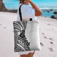 Black White Polynesia Tropical Flowers Tote Bag LT14 - Polynesian Pride