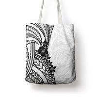 Black White Polynesia Tropical Flowers Tote Bag LT14 - Polynesian Pride