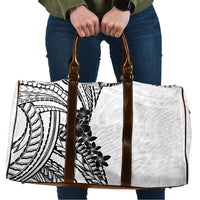 Black White Polynesia Tropical Flowers Travel Bag LT14 White - Polynesian Pride
