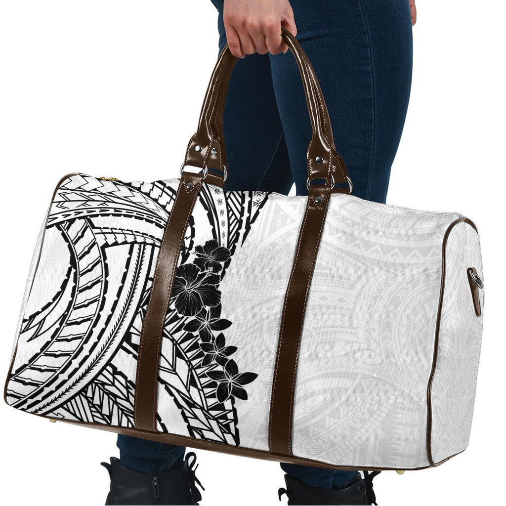 Black White Polynesia Tropical Flowers Travel Bag LT14 - Polynesian Pride