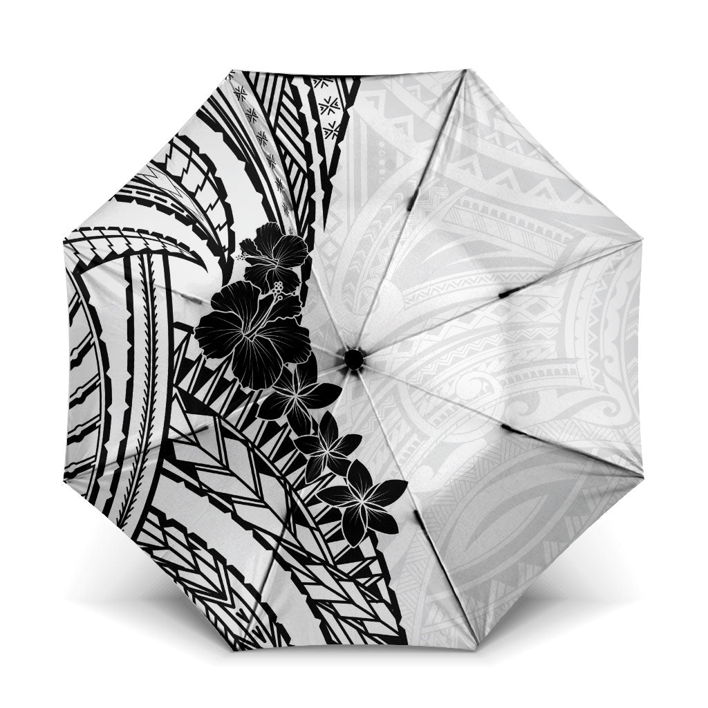 Black White Polynesia Tropical Flowers Umbrella