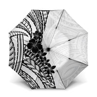 Black White Polynesia Tropical Flowers Umbrella