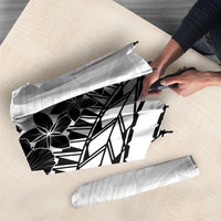 Black White Polynesia Tropical Flowers Umbrella