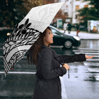 Black White Polynesia Tropical Flowers Umbrella