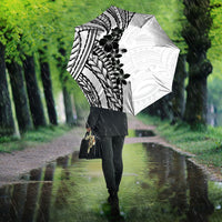 Black White Polynesia Tropical Flowers Umbrella