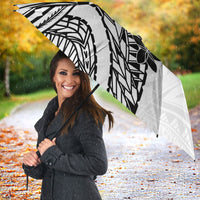 Black White Polynesia Tropical Flowers Umbrella