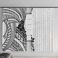 Black White Polynesia Tropical Flowers Window Curtain LT14 With Hooks White - Polynesian Pride