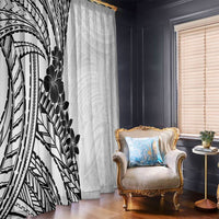 Black White Polynesia Tropical Flowers Window Curtain LT14 - Polynesian Pride