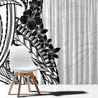 Black White Polynesia Tropical Flowers Window Curtain LT14 - Polynesian Pride