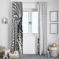 Black White Polynesia Tropical Flowers Window Curtain LT14 - Polynesian Pride