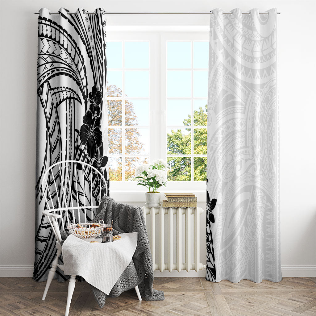 Black White Polynesia Tropical Flowers Window Curtain LT14 - Polynesian Pride