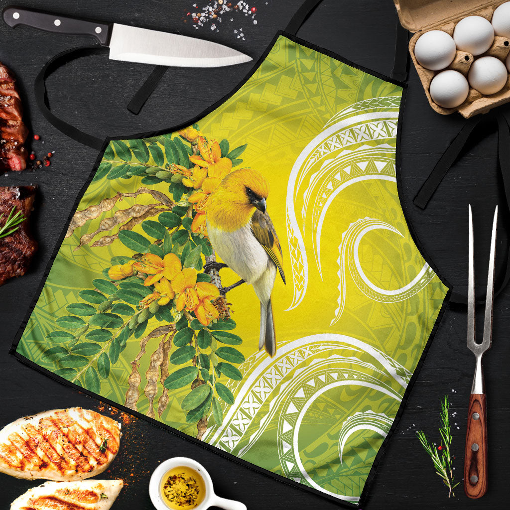 Hawaii Palila Mamane Apron Hawaiian Honeycreeper With Native Flower LT14 Green - Polynesian Pride