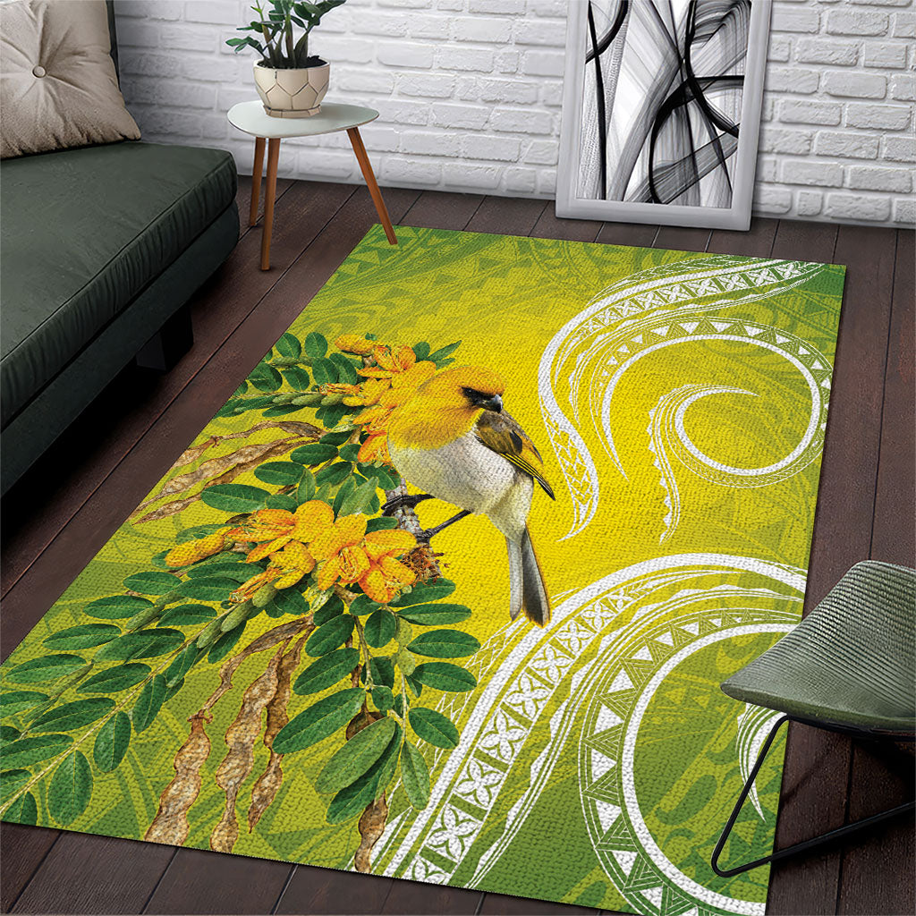 Hawaii Palila Mamane Area Rug Hawaiian Honeycreeper With Native Flower