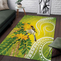 Hawaii Palila Mamane Area Rug Hawaiian Honeycreeper With Native Flower