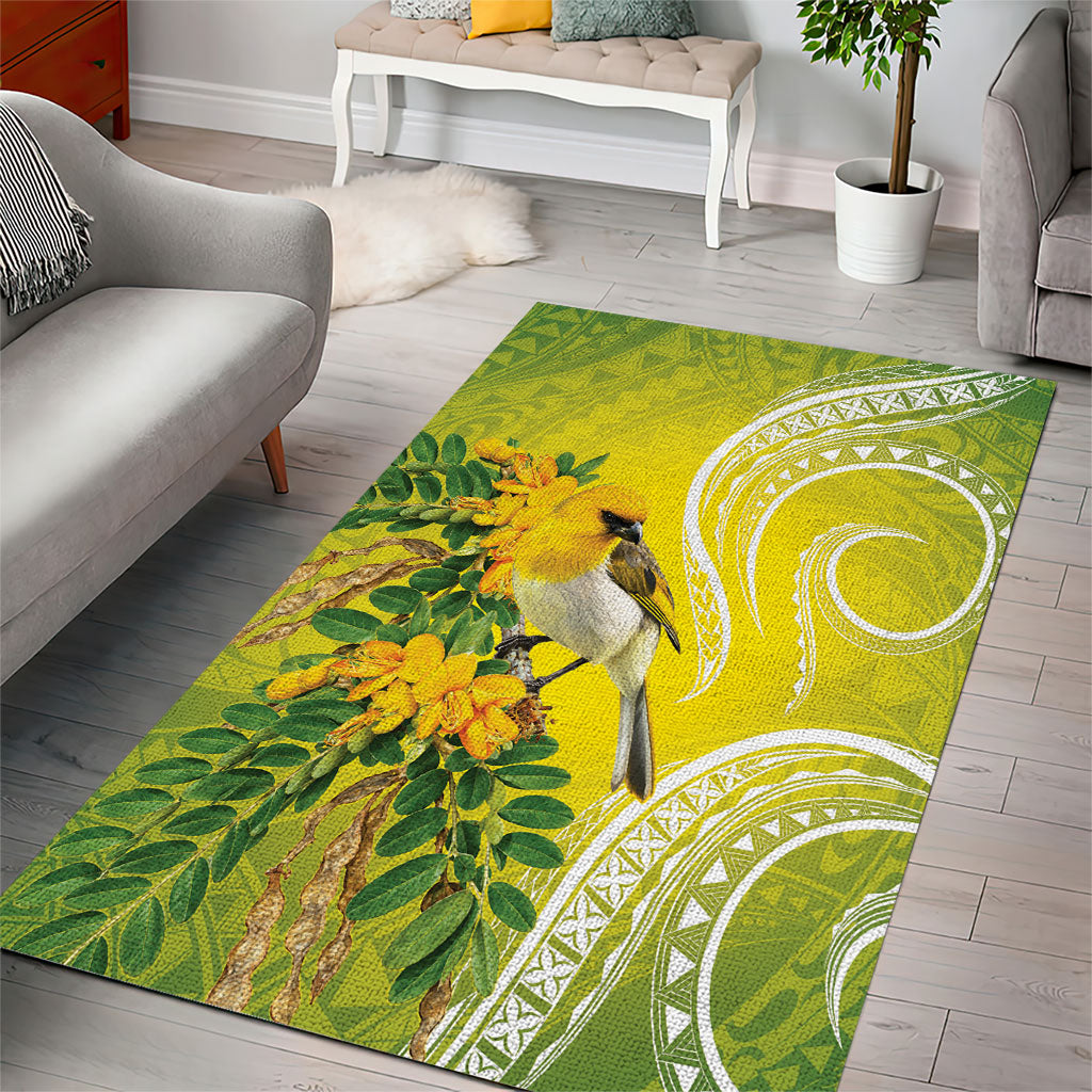 Hawaii Palila Mamane Area Rug Hawaiian Honeycreeper With Native Flower