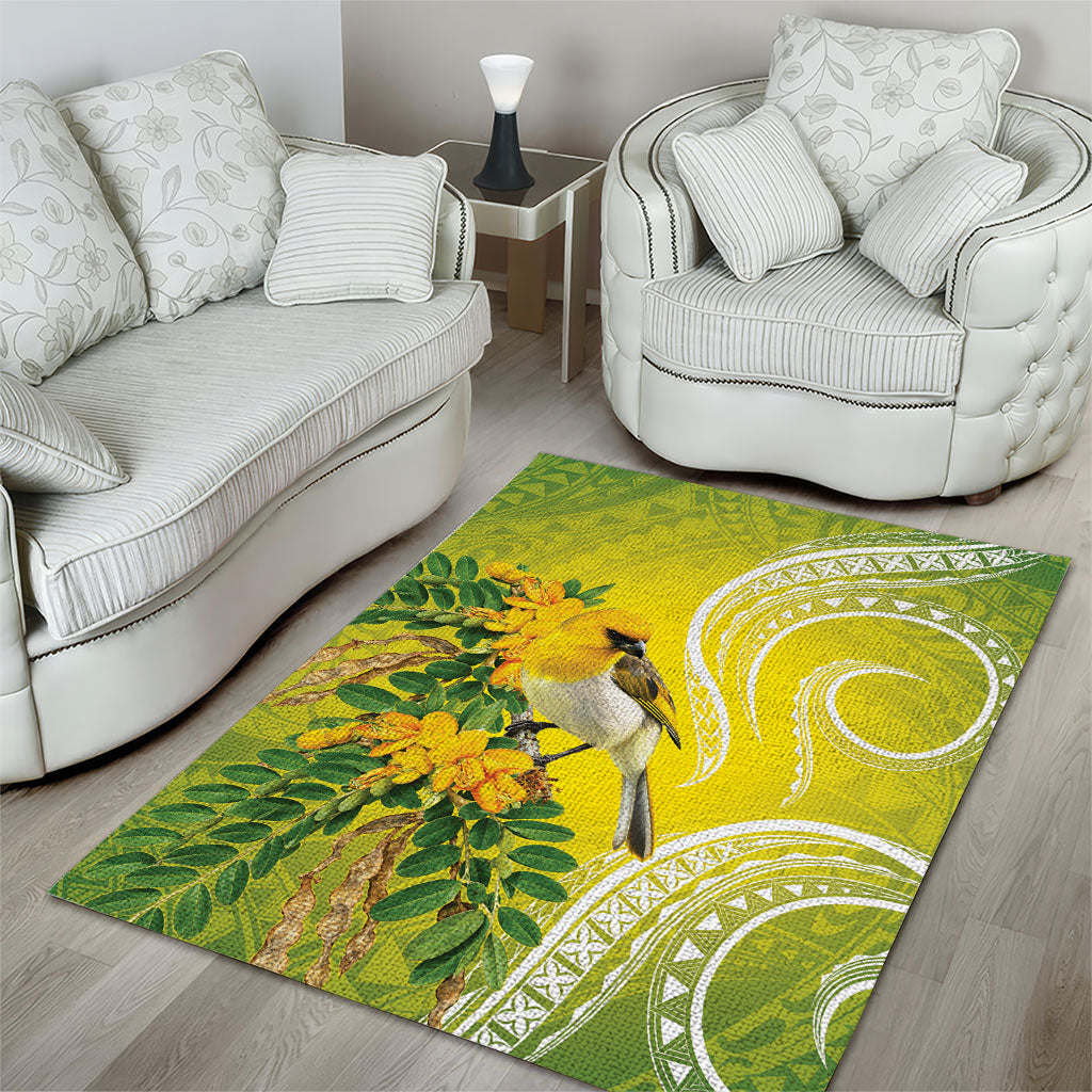 Hawaii Palila Mamane Area Rug Hawaiian Honeycreeper With Native Flower