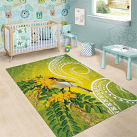 Hawaii Palila Mamane Area Rug Hawaiian Honeycreeper With Native Flower