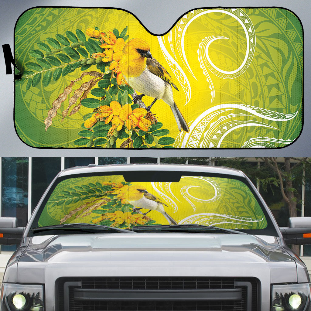 Hawaii Palila Mamane Auto Sun Shade Hawaiian Honeycreeper With Native Flower