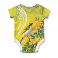 Hawaii Palila Mamane Baby Onesie Hawaiian Honeycreeper With Native Flower LT14 - Polynesian Pride
