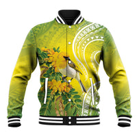 Hawaii Palila Mamane Baseball Jacket Hawaiian Honeycreeper With Native Flower