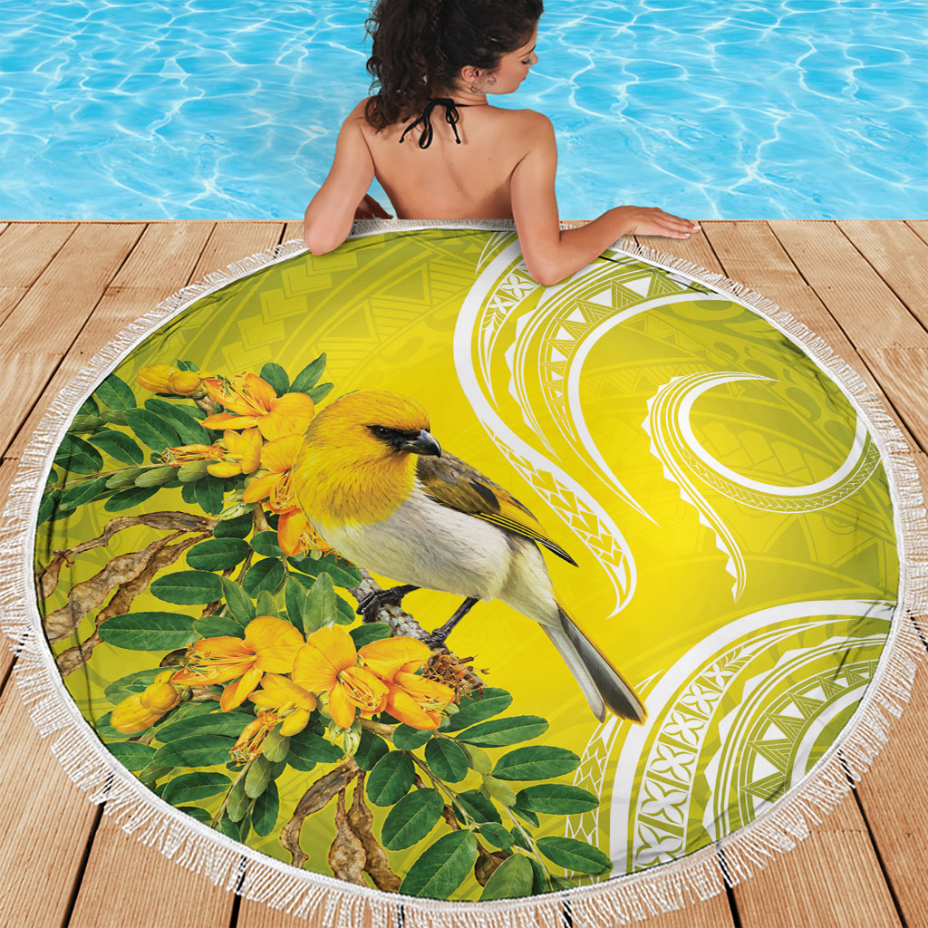 Hawaii Palila Mamane Beach Blanket Hawaiian Honeycreeper With Native Flower LT14 - Polynesian Pride