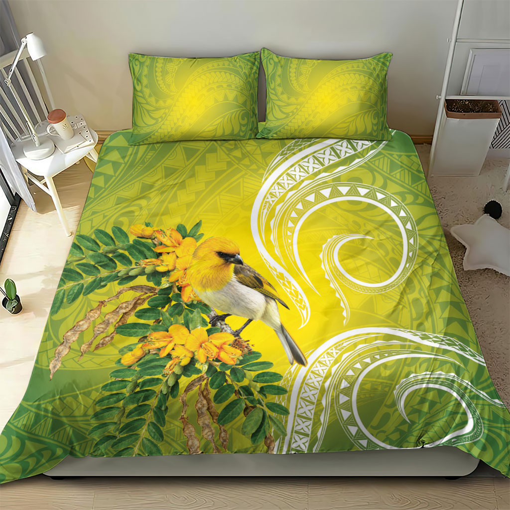 Hawaii Palila Mamane Bedding Set Hawaiian Honeycreeper With Native Flower LT14 - Polynesian Pride