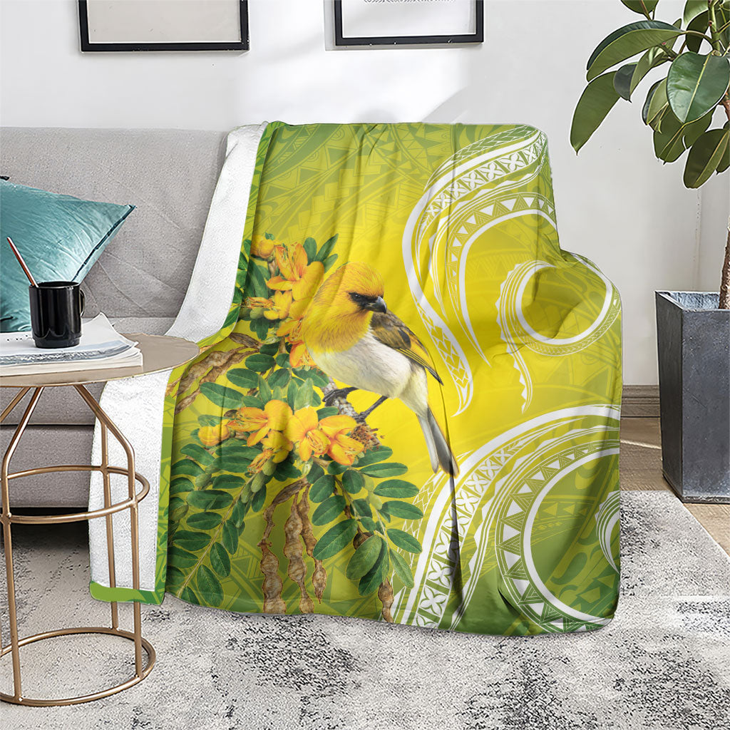 Hawaii Palila Mamane Blanket Hawaiian Honeycreeper With Native Flower