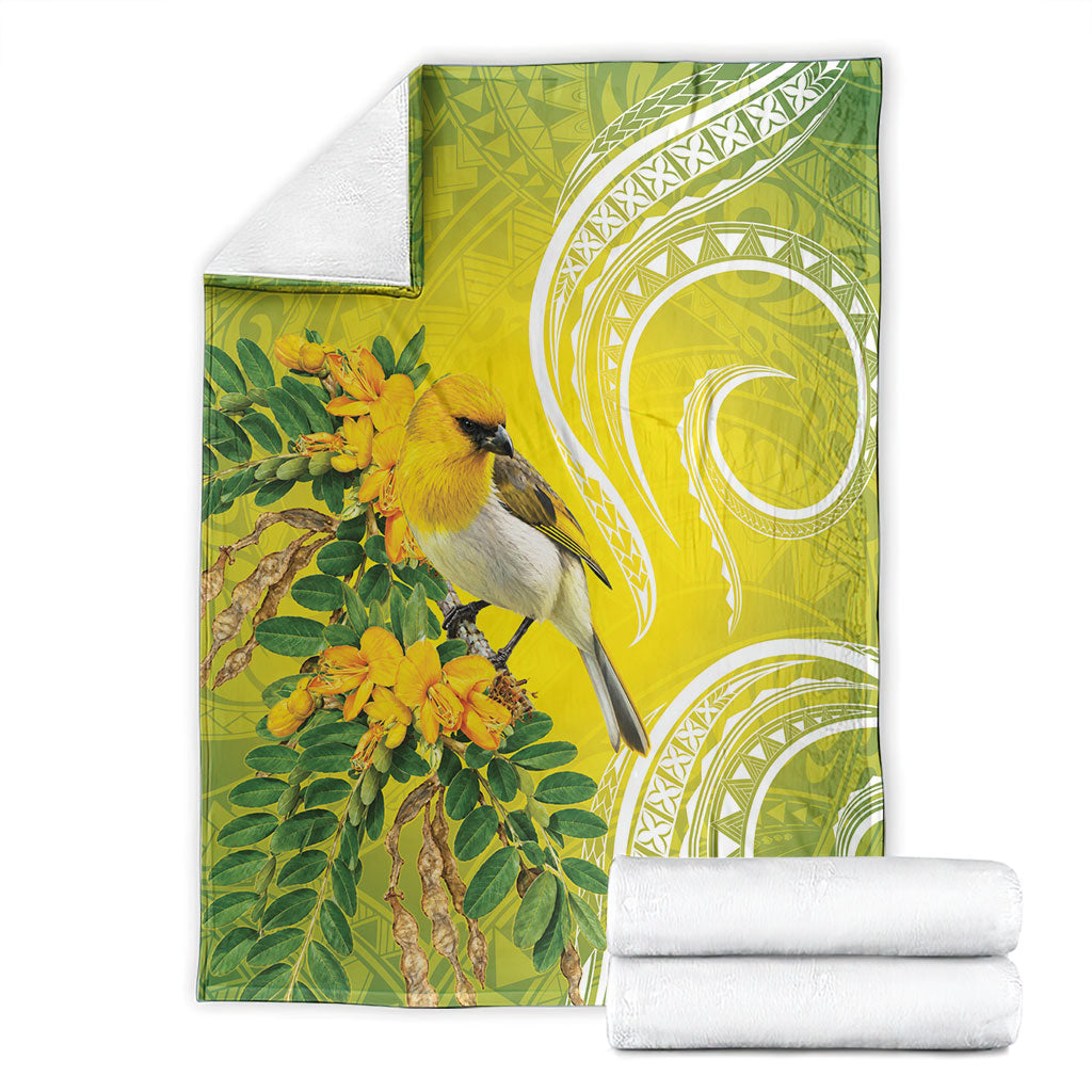 Hawaii Palila Mamane Blanket Hawaiian Honeycreeper With Native Flower