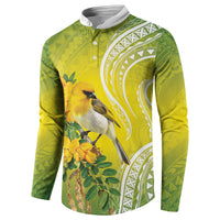 Hawaii Palila Mamane Button Sweatshirt Hawaiian Honeycreeper With Native Flower