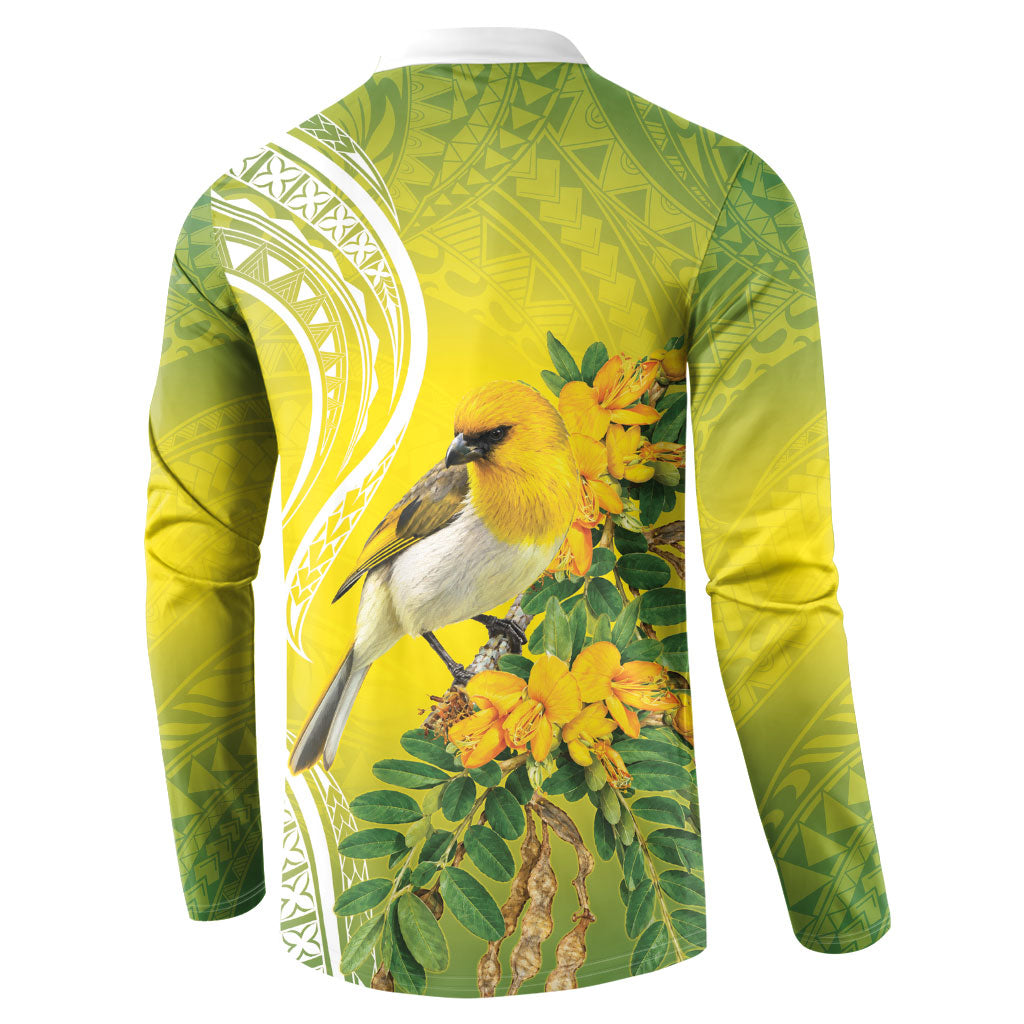 Hawaii Palila Mamane Button Sweatshirt Hawaiian Honeycreeper With Native Flower