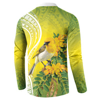 Hawaii Palila Mamane Button Sweatshirt Hawaiian Honeycreeper With Native Flower
