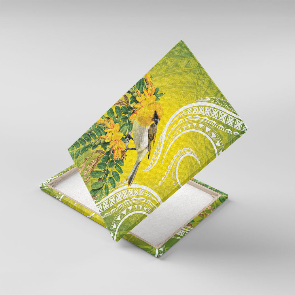 Hawaii Palila Mamane Canvas Wall Art Hawaiian Honeycreeper With Native Flower