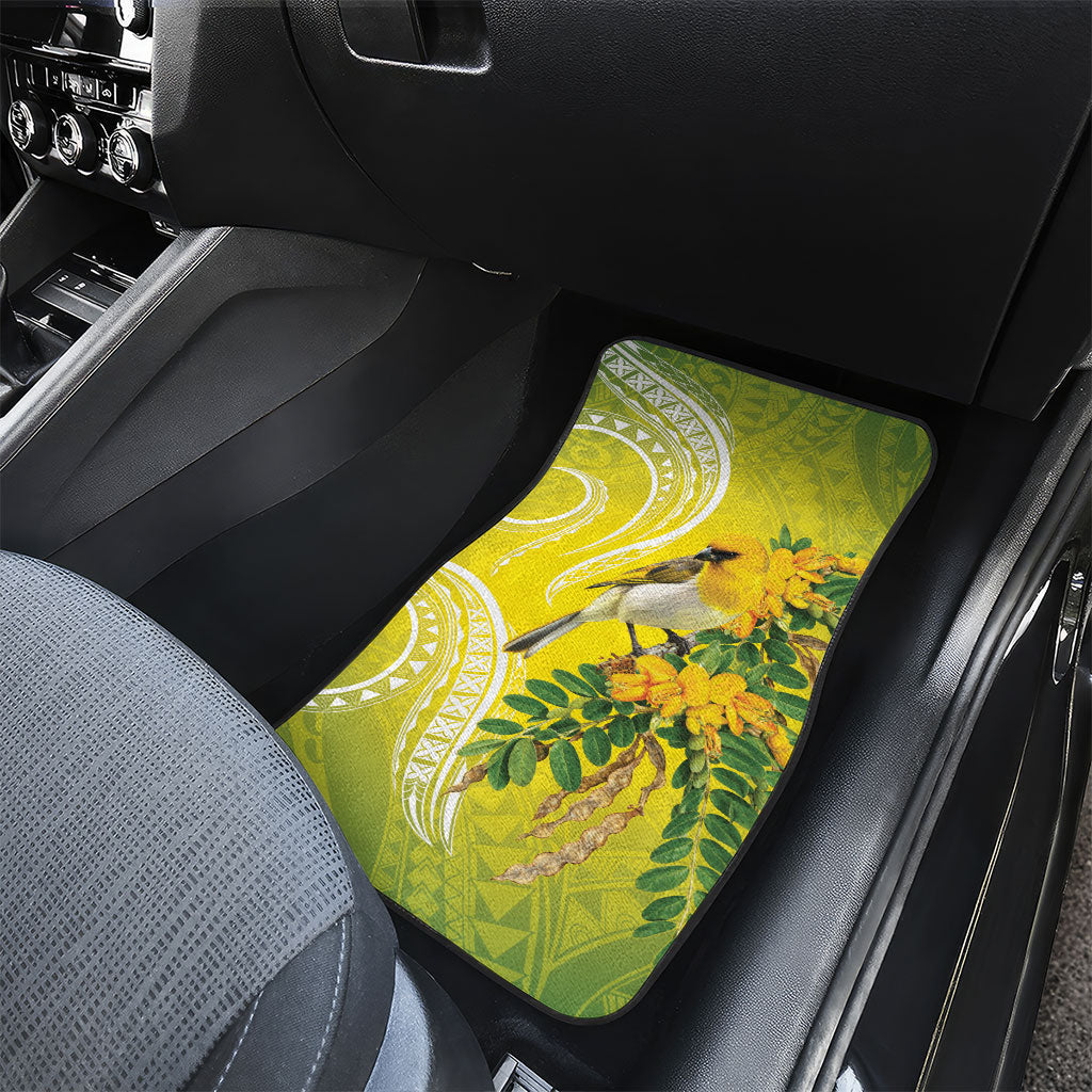 Hawaii Palila Mamane Car Mats Hawaiian Honeycreeper With Native Flower
