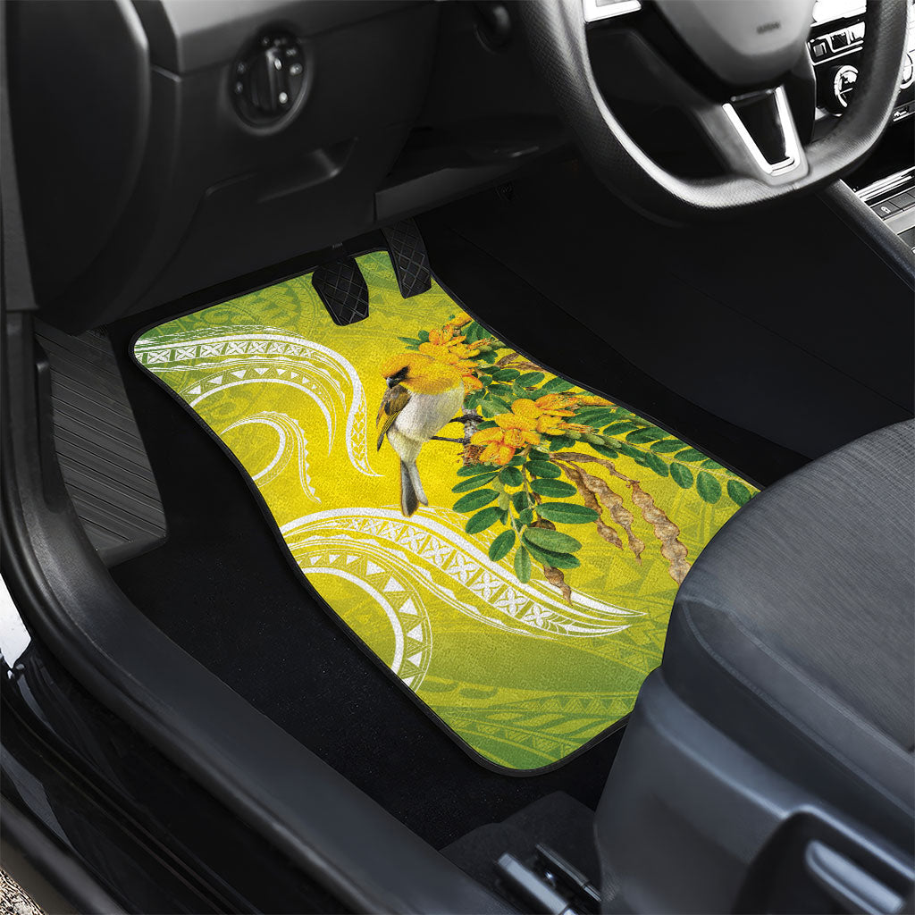 Hawaii Palila Mamane Car Mats Hawaiian Honeycreeper With Native Flower