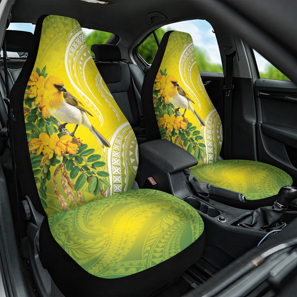 Hawaii Palila Mamane Car Seat Cover Hawaiian Honeycreeper With Native Flower LT14 One Size Green - Polynesian Pride