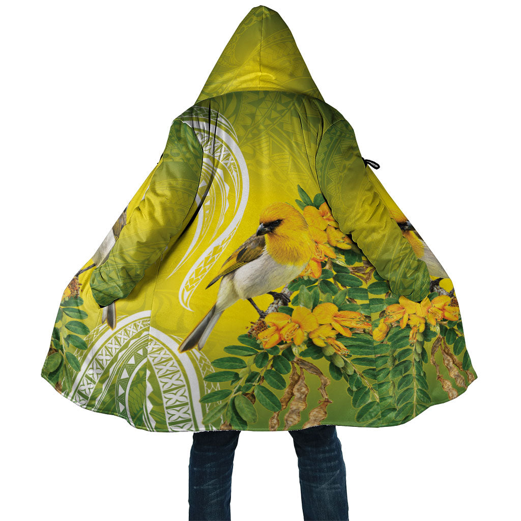 Hawaii Palila Mamane Cloak Hawaiian Honeycreeper With Native Flower LT14 Unisex Green - Polynesian Pride