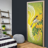 Hawaii Palila Mamane Door Cover Hawaiian Honeycreeper With Native Flower LT14 - Polynesian Pride