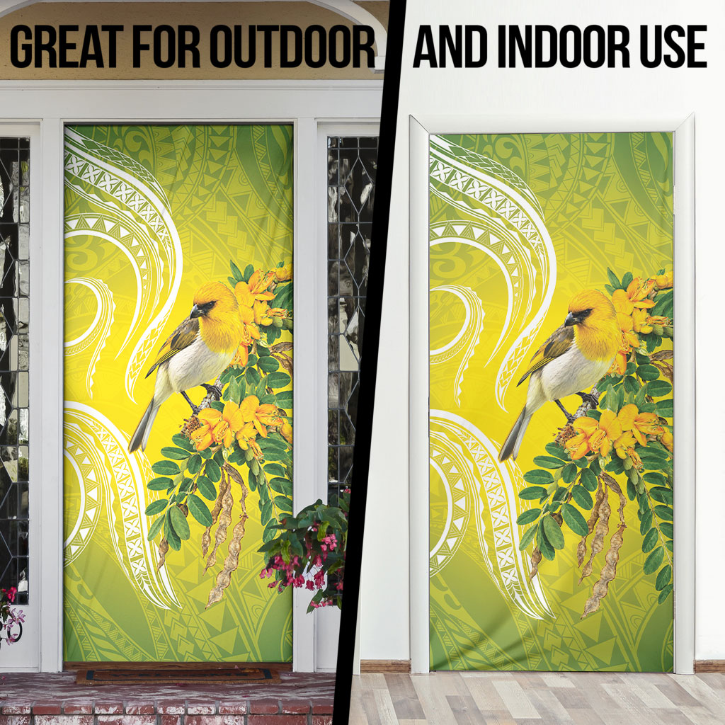 Hawaii Palila Mamane Door Cover Hawaiian Honeycreeper With Native Flower LT14 - Polynesian Pride