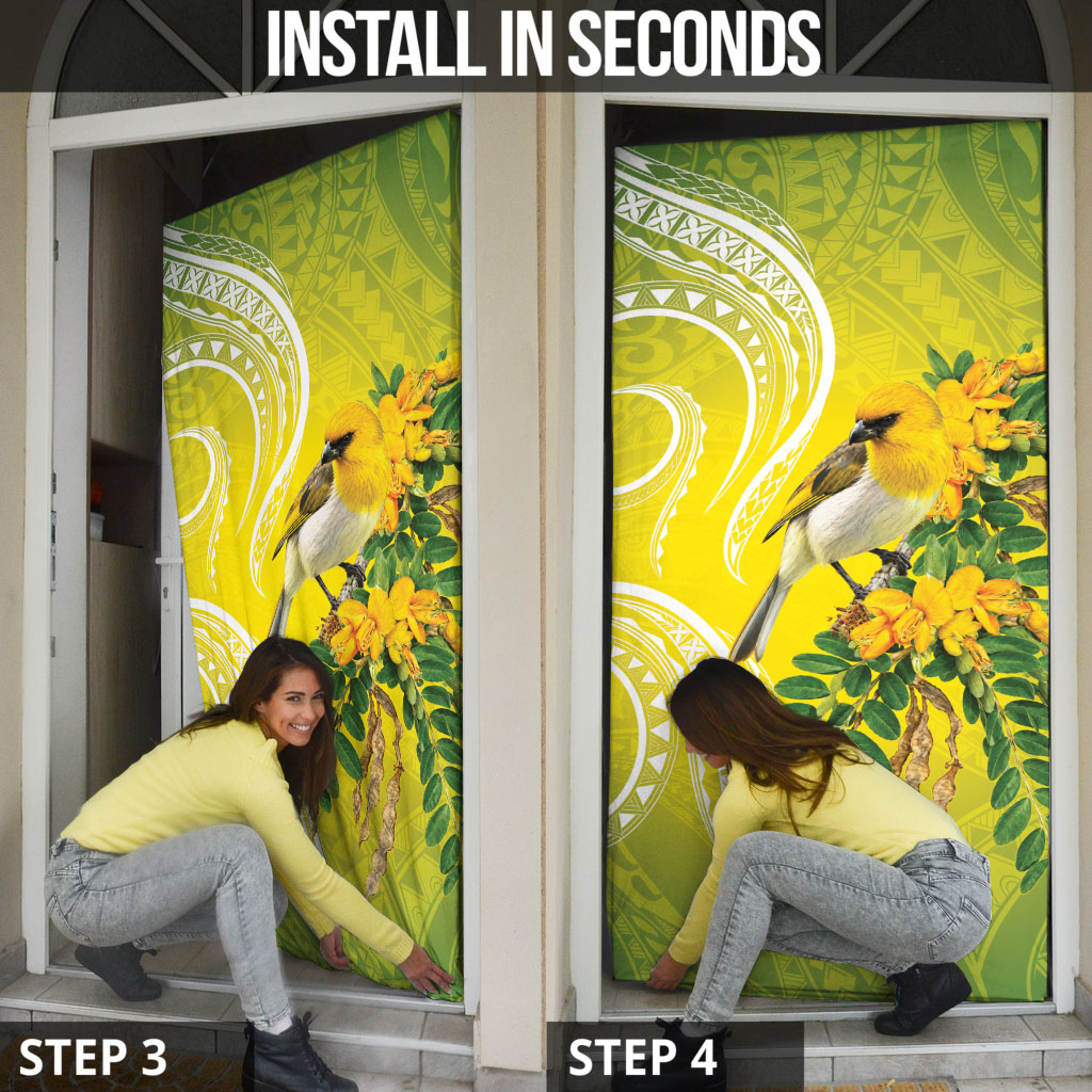Hawaii Palila Mamane Door Cover Hawaiian Honeycreeper With Native Flower LT14 - Polynesian Pride