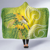 Hawaii Palila Mamane Hooded Blanket Hawaiian Honeycreeper With Native Flower LT14 One Size Green - Polynesian Pride