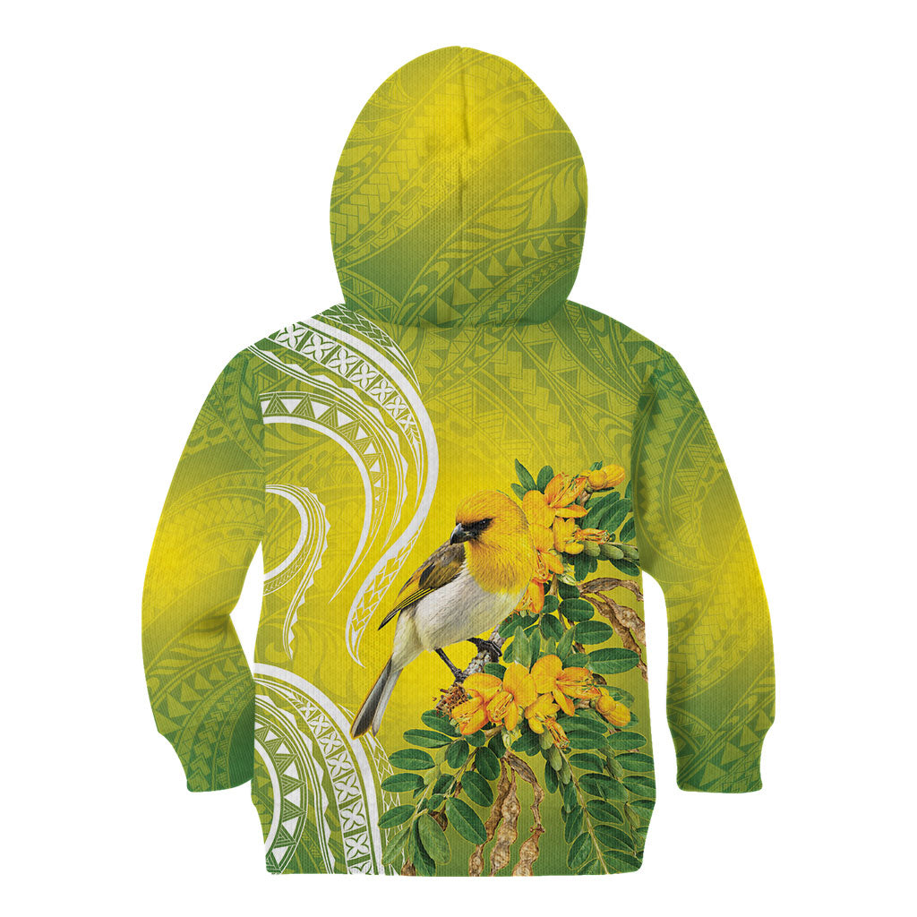 Hawaii Palila Mamane Kid Hoodie Hawaiian Honeycreeper With Native Flower LT14 - Polynesian Pride