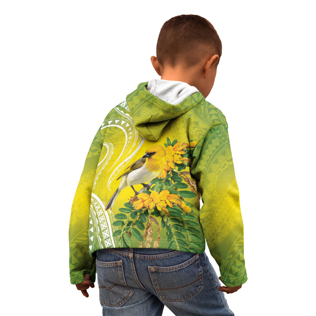 Hawaii Palila Mamane Kid Hoodie Hawaiian Honeycreeper With Native Flower LT14 - Polynesian Pride