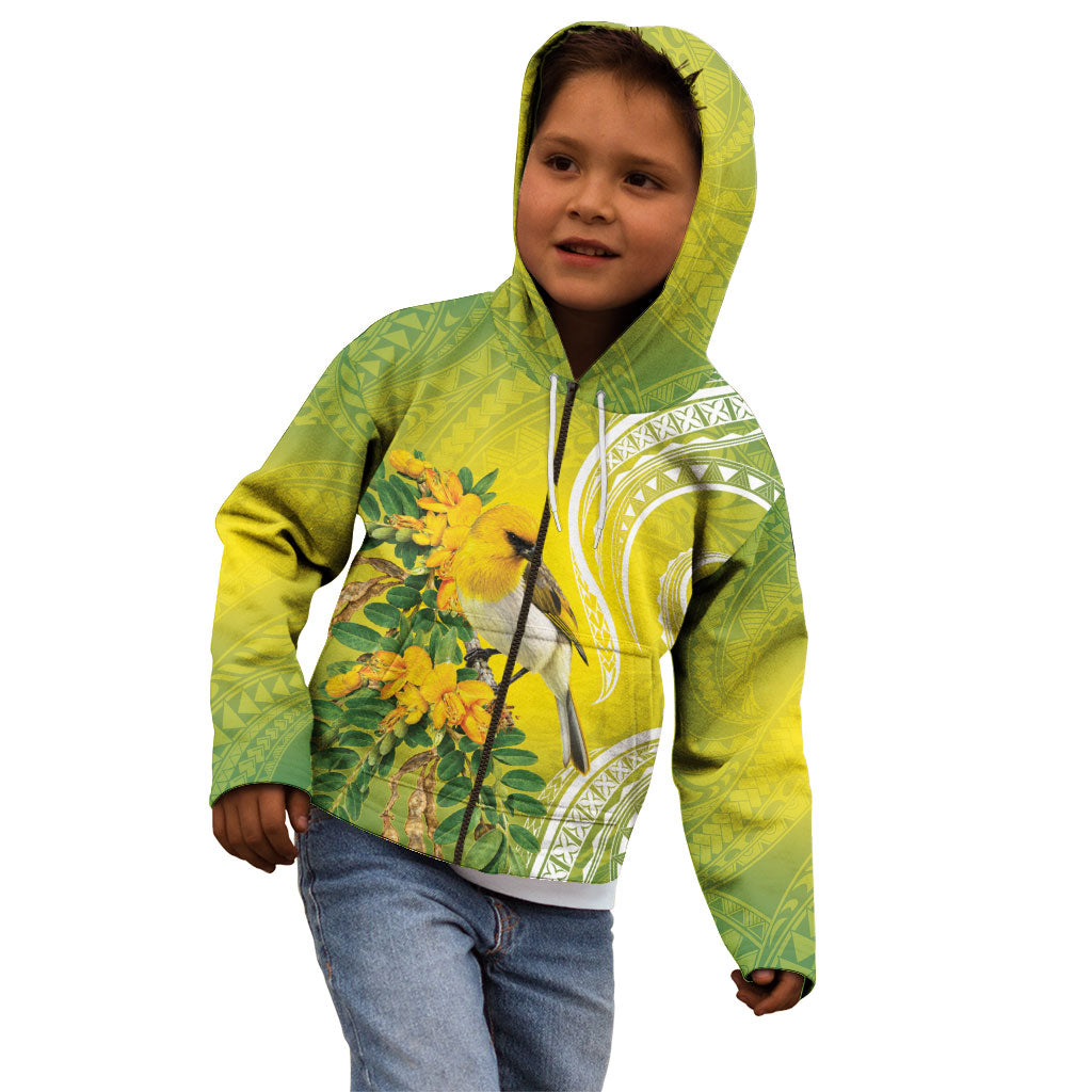 Hawaii Palila Mamane Kid Hoodie Hawaiian Honeycreeper With Native Flower LT14 - Polynesian Pride