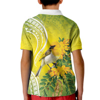 Hawaii Palila Mamane Kid Polo Shirt Hawaiian Honeycreeper With Native Flower LT14 - Polynesian Pride