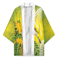 Hawaii Palila Mamane Kimono Hawaiian Honeycreeper With Native Flower LT14 Unisex Green - Polynesian Pride