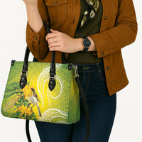 Hawaii Palila Mamane Leather Bag Hawaiian Honeycreeper With Native Flower LT14 - Polynesian Pride