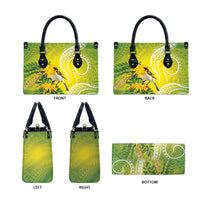 Hawaii Palila Mamane Leather Bag Hawaiian Honeycreeper With Native Flower LT14 - Polynesian Pride