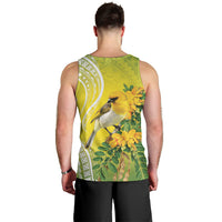 Hawaii Palila Mamane Men Tank Top Hawaiian Honeycreeper With Native Flower LT14 - Polynesian Pride