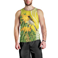 Hawaii Palila Mamane Men Tank Top Hawaiian Honeycreeper With Native Flower LT14 - Polynesian Pride